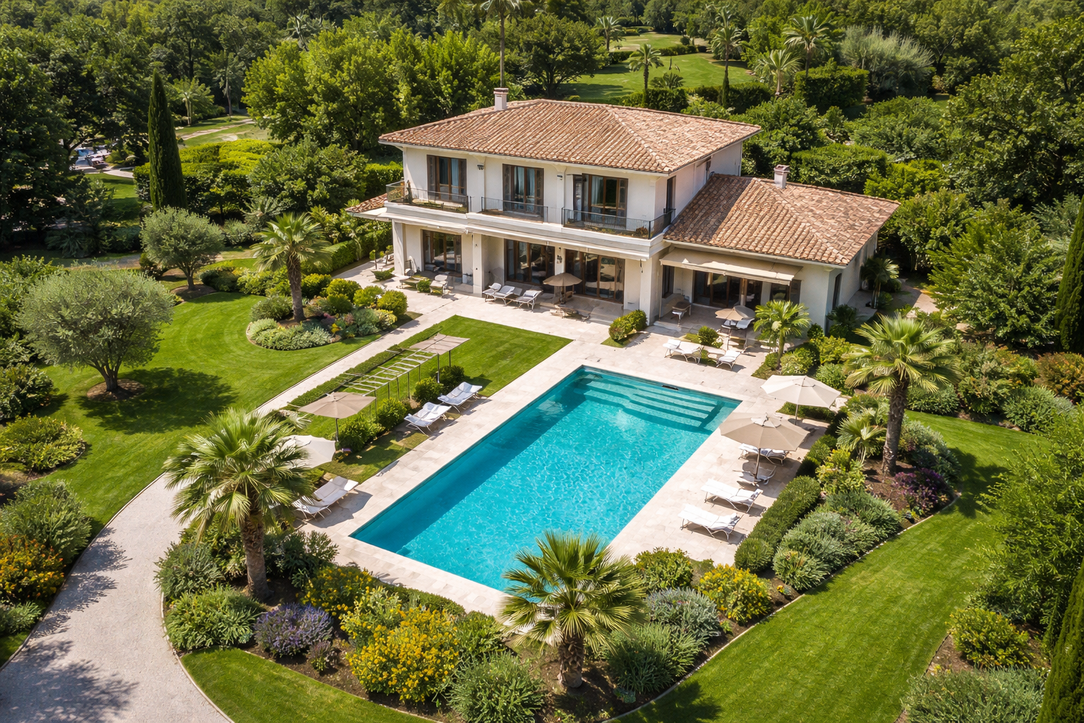 Vue aérienne – maison et jardin